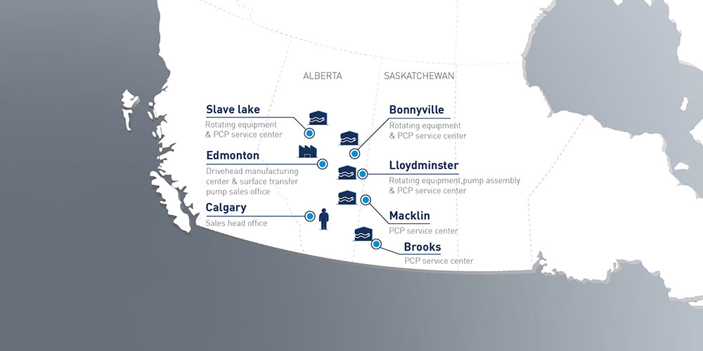 PCM Artificial Lift solutions facilities in Canada